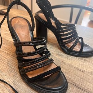 Spanish leather lace up heels